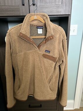 Patagonia Tan Sherpa Fleece Jacket with Logo Patch